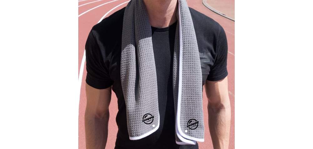 snappy fitness towel gray color
