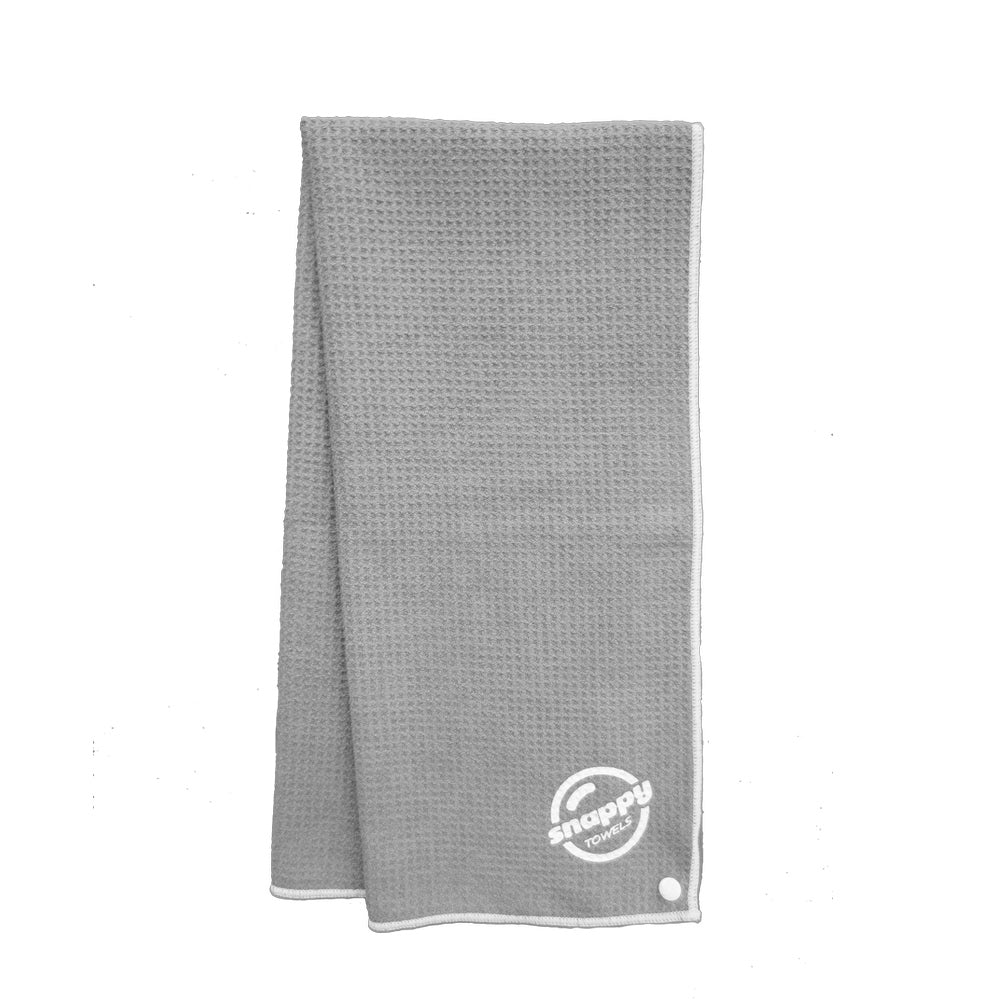 Gray microfiber fitness towel: waffle weave microfiber towel travel or camping towels.