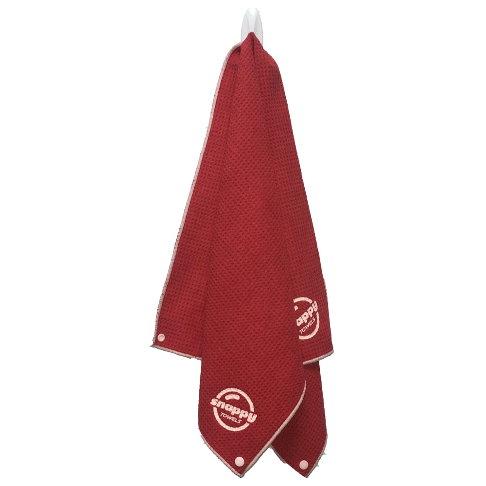 Snappy Fitness Towel Waffle Weave with Snaps - Ruby Red