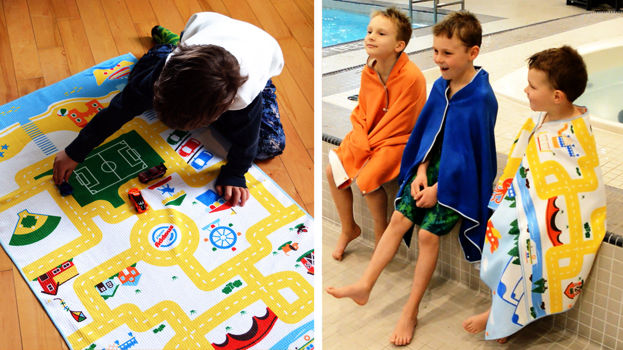 Kids Waffle Weave Swim Towel...with Snaps - Playmat