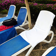 Portable and comfortable microfiber beach towel snaps to your lounge chair or beach chair. Won't fall down or blow away. Great for cruise ships too.